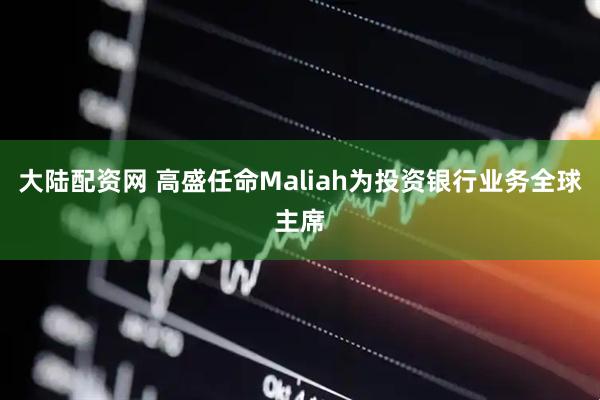 大陆配资网 高盛任命Maliah为投资银行业务全球主席