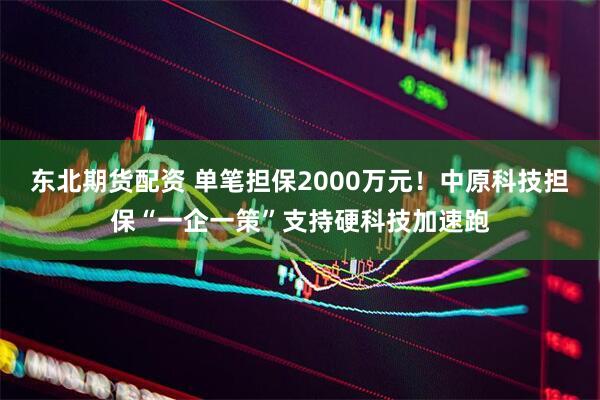 东北期货配资 单笔担保2000万元！中原科技担保“一企一策”支持硬科技加速跑